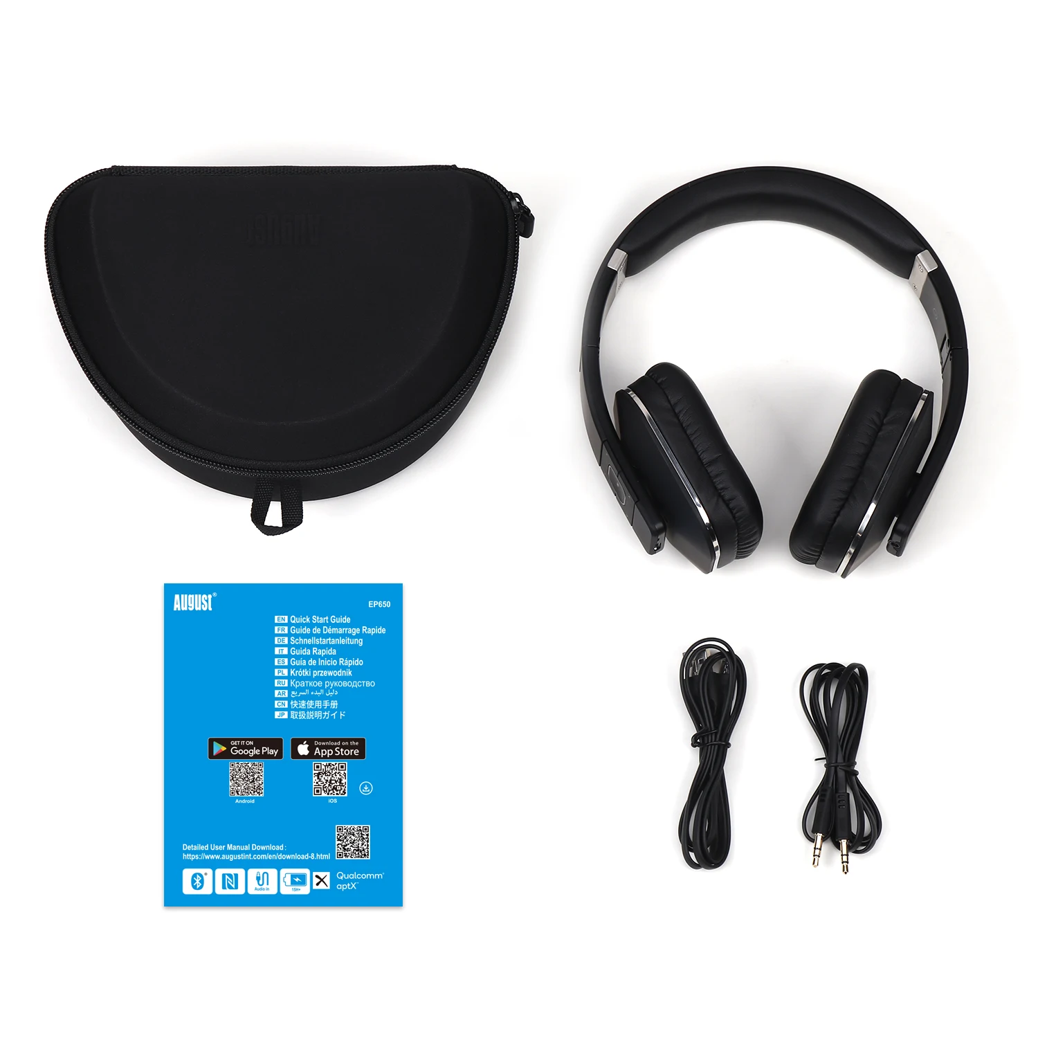 August BAG650 Hard Carrying Headphones Case Bag for August Bluetooth Wireless Headset Portable Headset Pouch Cover Box