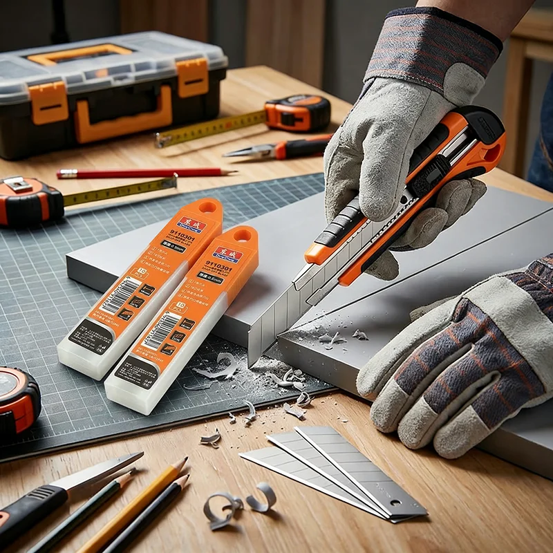 CK75 스틸 유틸리티 나이프 블레이드 18mm 60도 0.5mm 0.6mm 두께의 고강도 날카로운 커터 리필 카드보드 가죽 절단용