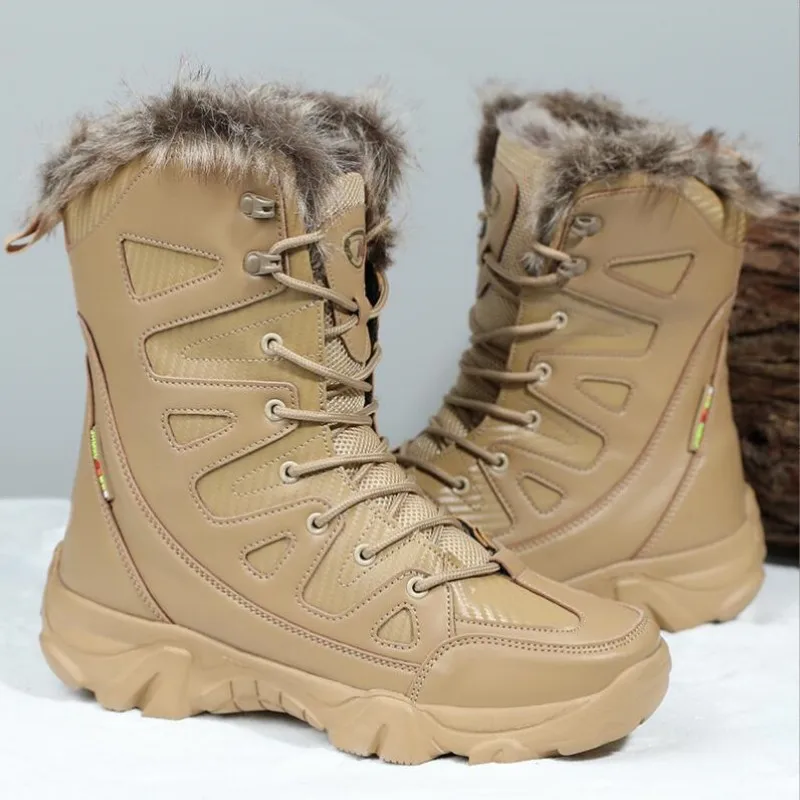 

Winter Waterproof Men Boots Plush Super Warm Snow Boots Men Sneakers Ankle Boots Outdoor Desert Combat Army Boots Botas Hombre