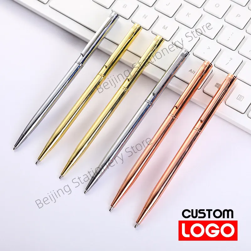 10 Pcs Metal Pen Custom Logo Wholesale Business Gift Pen Front Desk Signature Ballpoint Pen Birthday Gift Student Stationery цена и фото