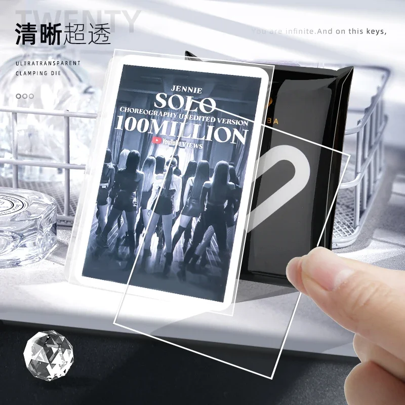 Photo Card Binder K-POP Photocard Holder - Black Minimalist Sleeve For  3-3.5 Inch Cards
