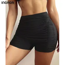 

INGAGA Black Bikini Bottom Ruched Shorts Women's Swimsuit 2022 New Swimwear Beach Cover Up Sports Bathing Suit Women Beachwear
