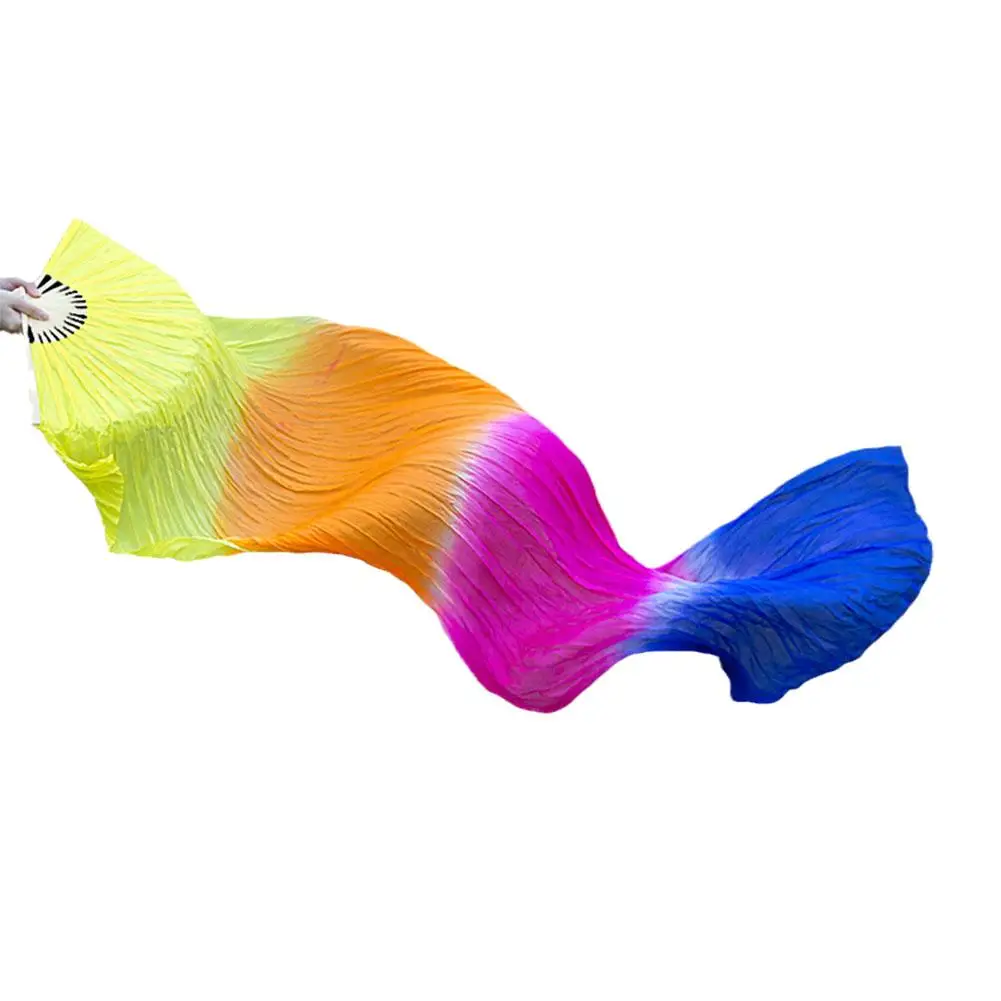 1pcs 150cm Length Dancing Fan Ms.Belly Gradient Color Imitation Dance Hot Long Silk Props Dancer Practice Fans Sell H3T5