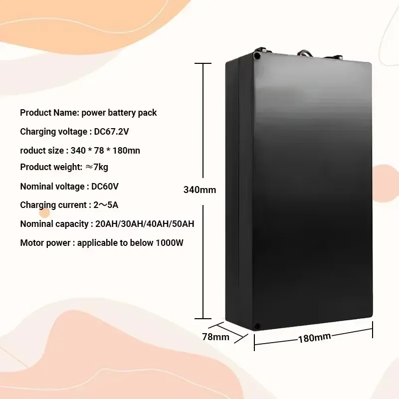 Harley Electric Car Lithium Battery Waterproof 18650 Battery 60V 40Ah for Two Wheel Foldable Citycoco Electric Scooter Bicycle