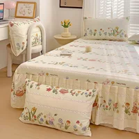 1PC Flower Bed Cover Ruffles Lace Bed Skirt Girls Bedsheets Skirt Sheets Soft Polyester Mattress Covers (Pillowcase Need Order) 2