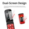 Dual Display Senior Cellphone Two SIM Large Push Keypad Speed Dial Torch FM Push Button SOS Button Elderly Cover Mobile Phone 4
