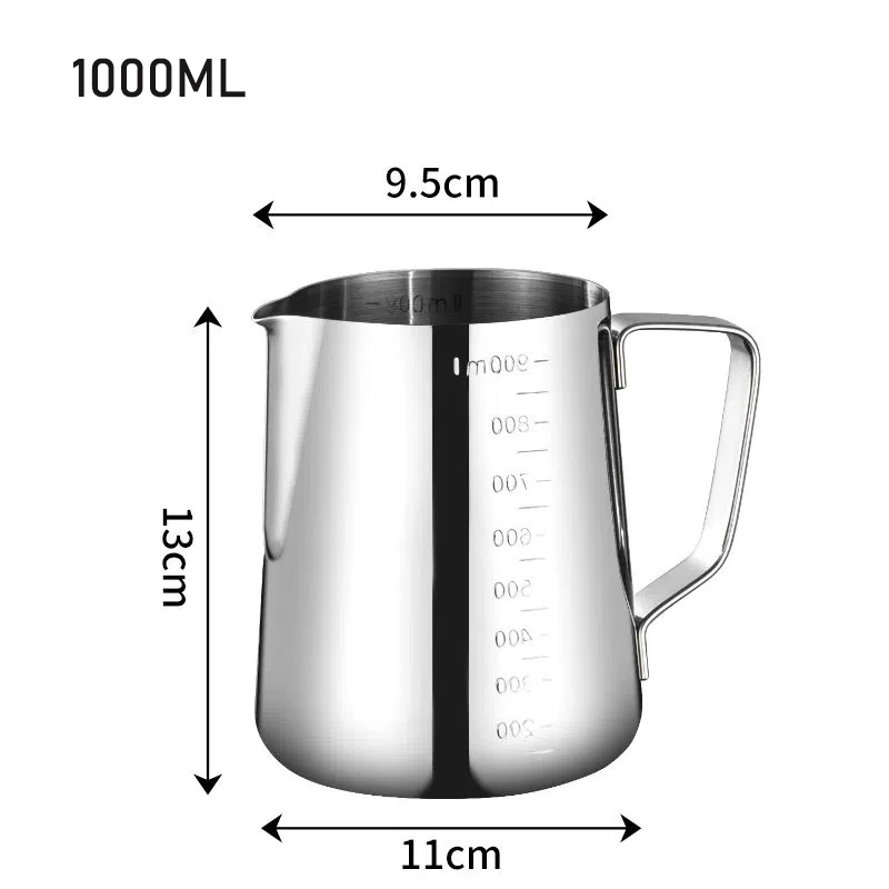 

1000ML Milk Frothing Jug Stainless Steel Espresso Coffee Pitcher Barista Craft Latte Milk Frothing Jug Milk Cream Frother Cup