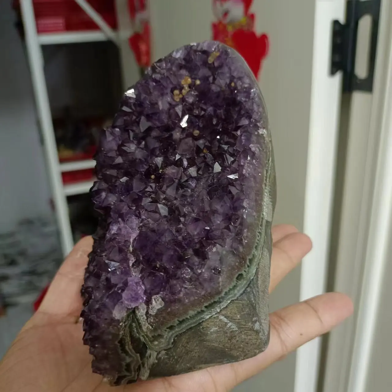 Natural Amethyst Geode Quartz Cluster Crystal Specimen Energy Healing 5