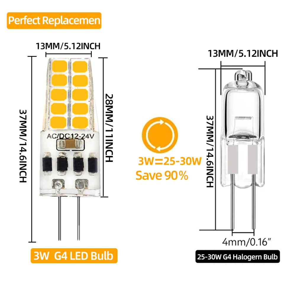 Диммисветодиодный емая галогенная лампа G4, 12 В, 24 В, переменный ток ...