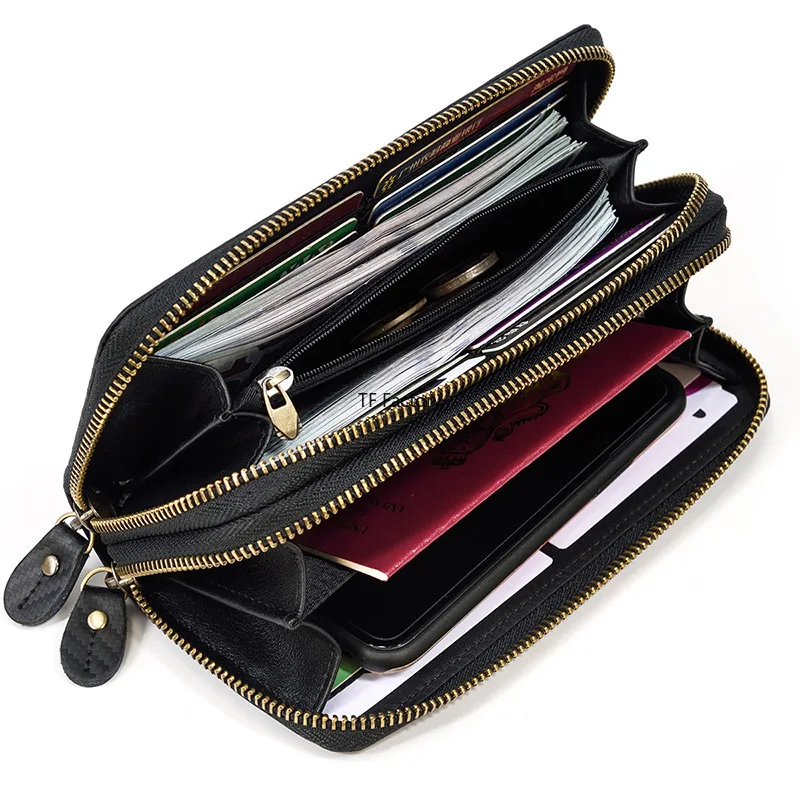 Premium Leather Long Wallet with Money Clip