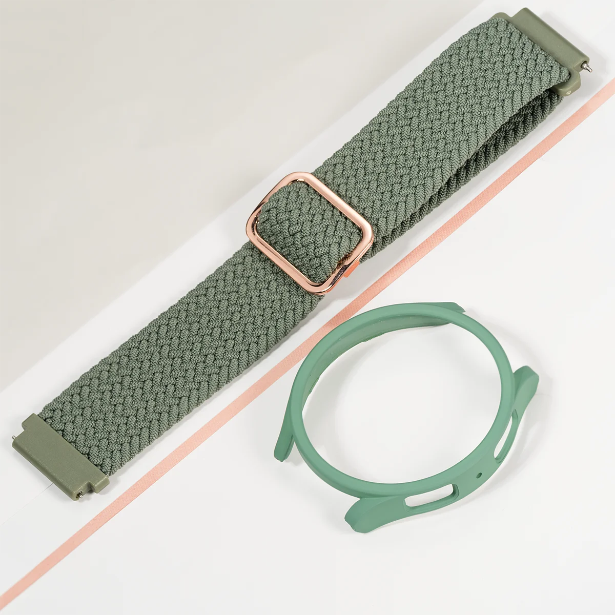 Nylon Braided Smartwatch Band with Protective Case - Stylish Strap Bracelet and PC Bumper Cover