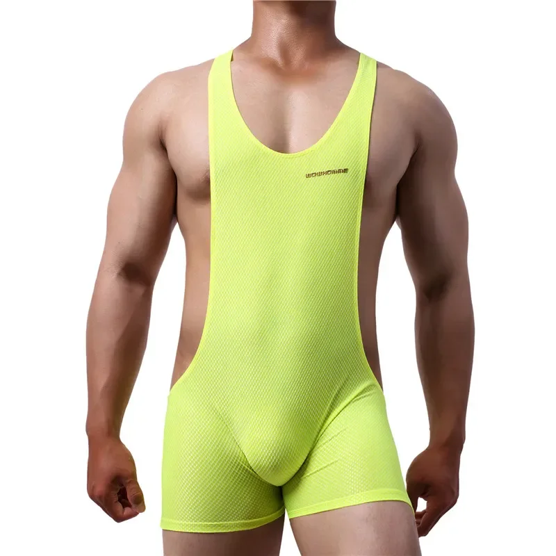 Men Undershirt Bugle Pouch Boxers Underwear Wrestling Singlet Fitness Sexy Men Bodysuit One-Piece Jumpsuit Leotard Tank Tops men underwear