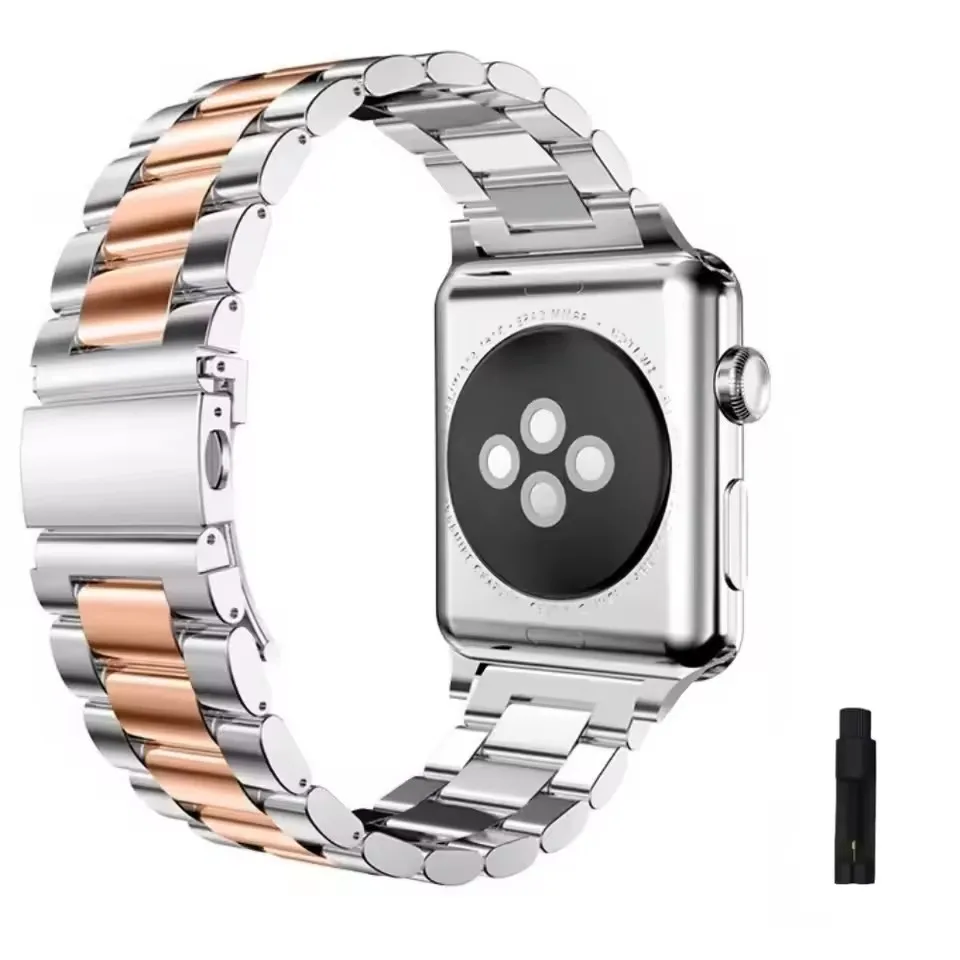 ตัวเลือกสินค้า สายโลหะสีเงินสุดหรูสำหรับ Apple Watch หลายขนาด