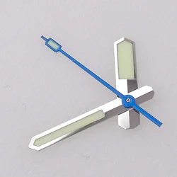 Enhanced Luminous Watch Hands - Gun - grey/Silver/Blue Finish (Silver - blue Sec)