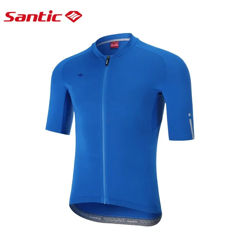thumbnail image 1 of Santic - Maillot de ciclismo para hombre, manga corta, para bicicleta de carretera, transpirable, antideslizante, de secado rápido, con bolsillos reflectantes WM0C02156, 1 of 5