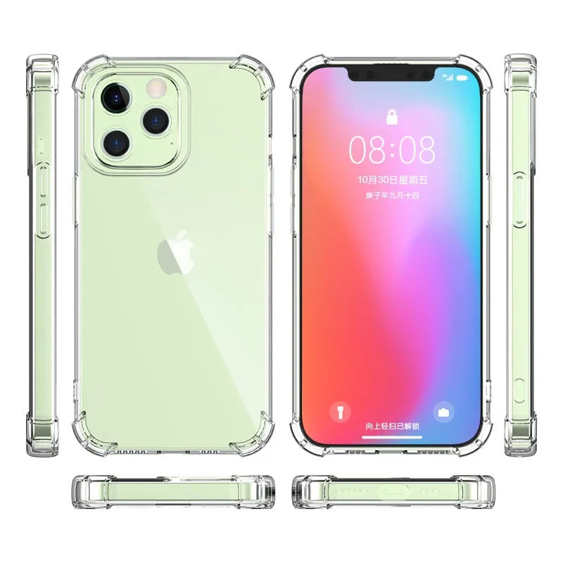Anti-Yellow Clear Air Bag TPU Case for Iphone 17 pro max 16 17E air 16e 15 14 13 Pro 6 7 8 11 12 Mini XS XR 14 Plus Cover Cases 5