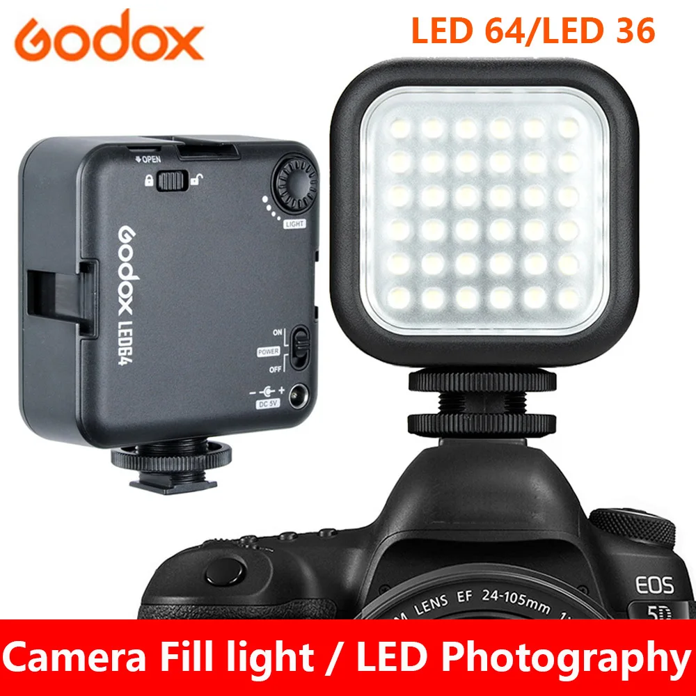 Godox LED64 LED36 Video Light for DSLR Camera Camcorder mini DVR as Fill Lighting For Macrophotography Nikon Canon Sony Samsung