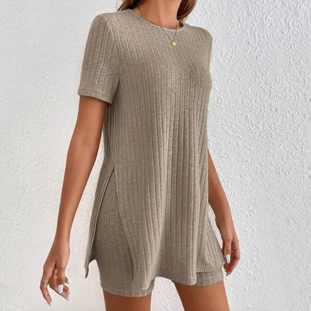 Summer Clothes Two Piece Set 2024 Women'S Vacantio Fashion Casual Suit Solid Color Summer Shorts And Tops New In Matching Sets 6