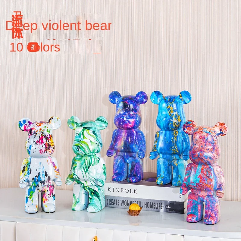 28cm Resin 400% Violent Bear Crafts Dolls Street Art Collectible Models  Toys Children Gifts Shop Window Ornament Home Decor