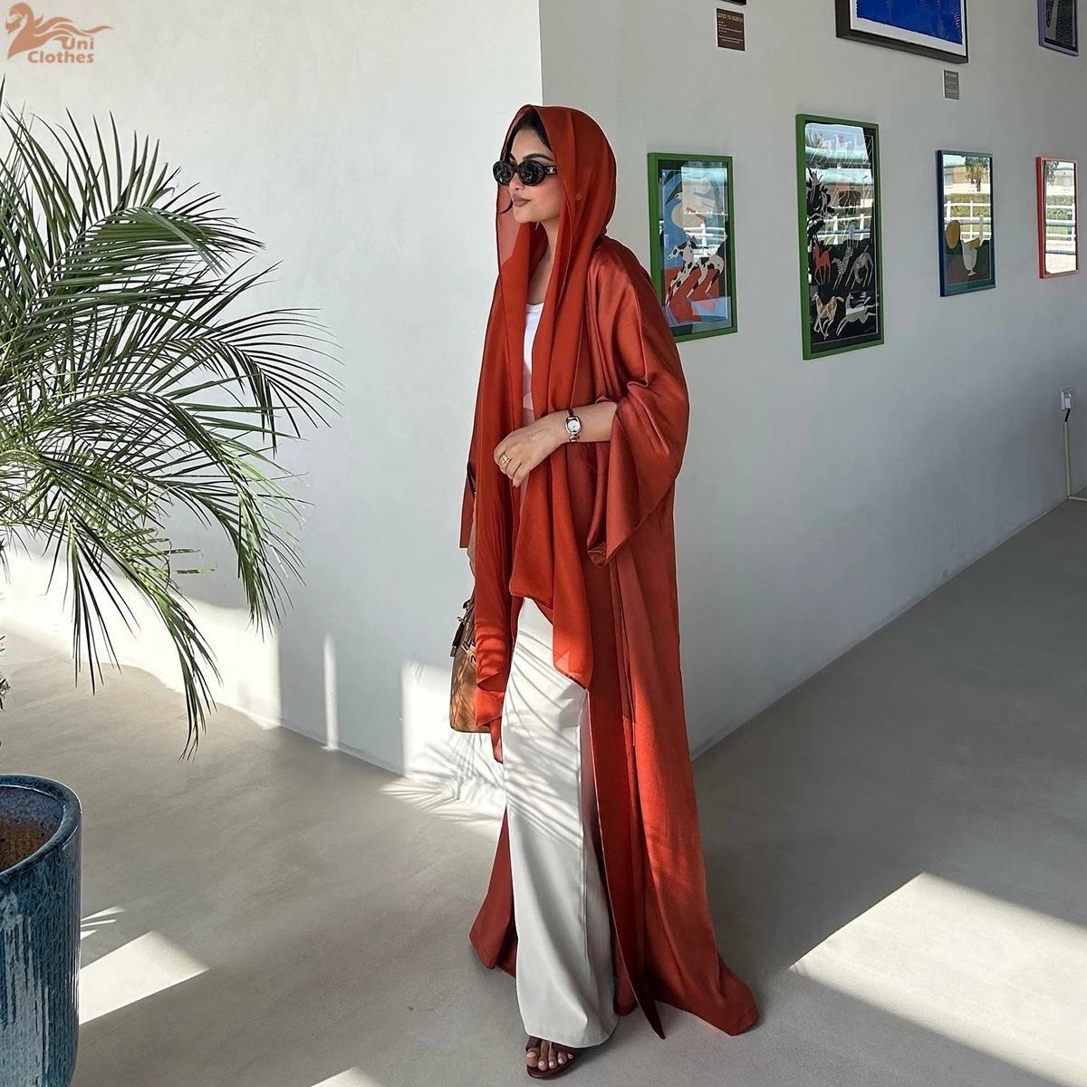 Zahraa Ramadan Dubai Solid Open Abaya Loose Sleeve Muslim Cardigan Moroccan Caftan Woman 1