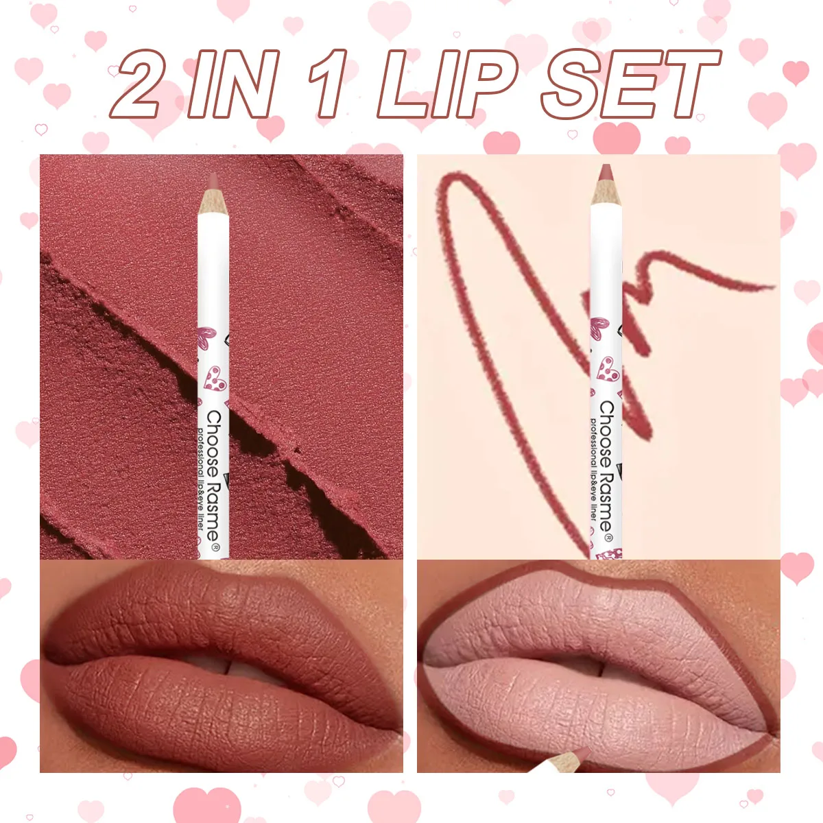 12 piece love lipliner waterproof and sweat resistant cup nude lipstick pen set Valentine's Day 5