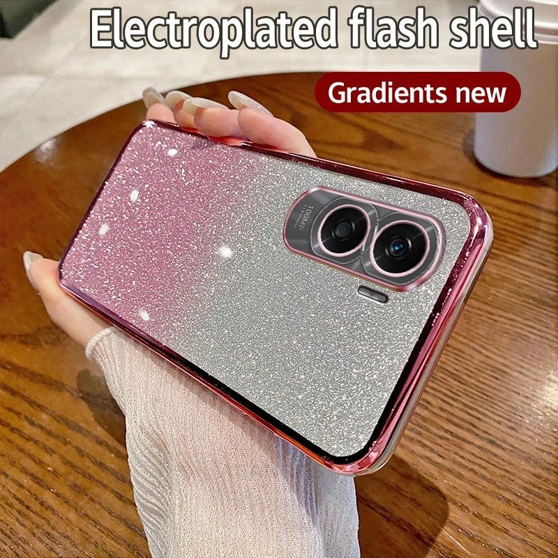 Luxury Glitter Gradient Silicone Plating Back Cover