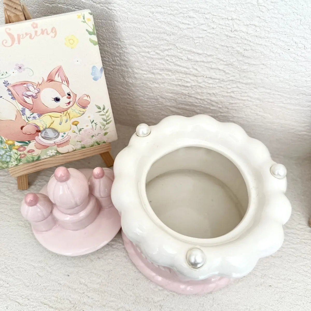 Modern Pink Castle Cake Ceramic Storage Jar Cute Home Jewelry Box Cake Shape Candy Biscuit Jar Desktop Ornament Home Decoration 3