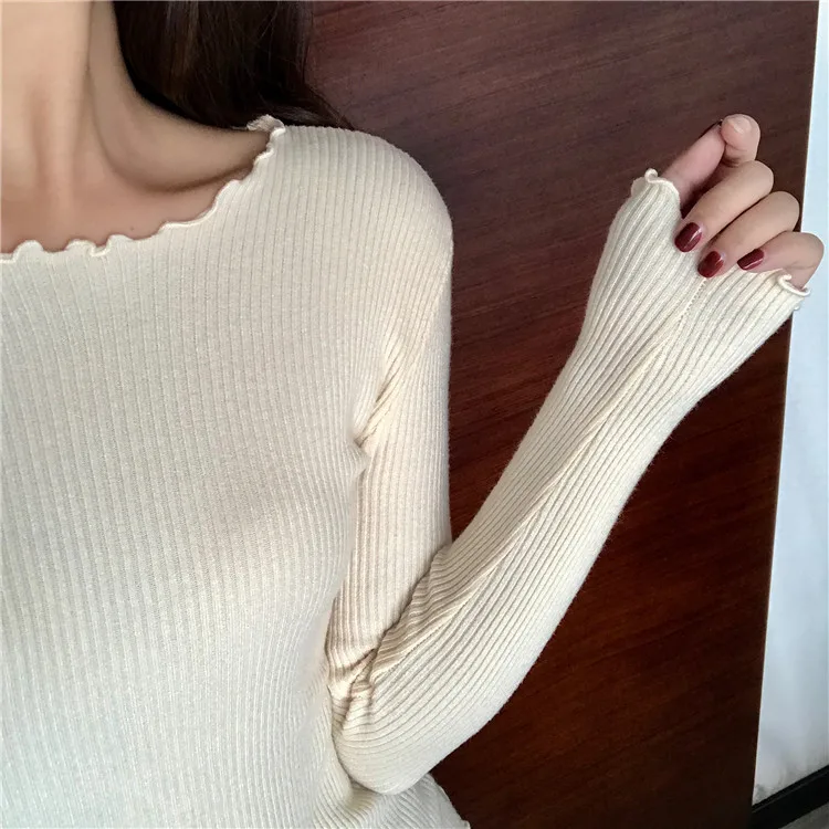 christmas sweaters O Neck Ruched Women Sweater High Elastic Solid 2022 Fall Winter Fashion Sweater Women Slim Sexy Knitted Pullovers Pull Femme cropped cardigan