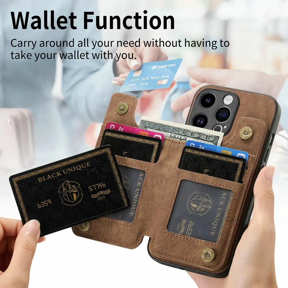Elegant Zipper Leather Phone Case with Magnetic Closure - Luxury Cover