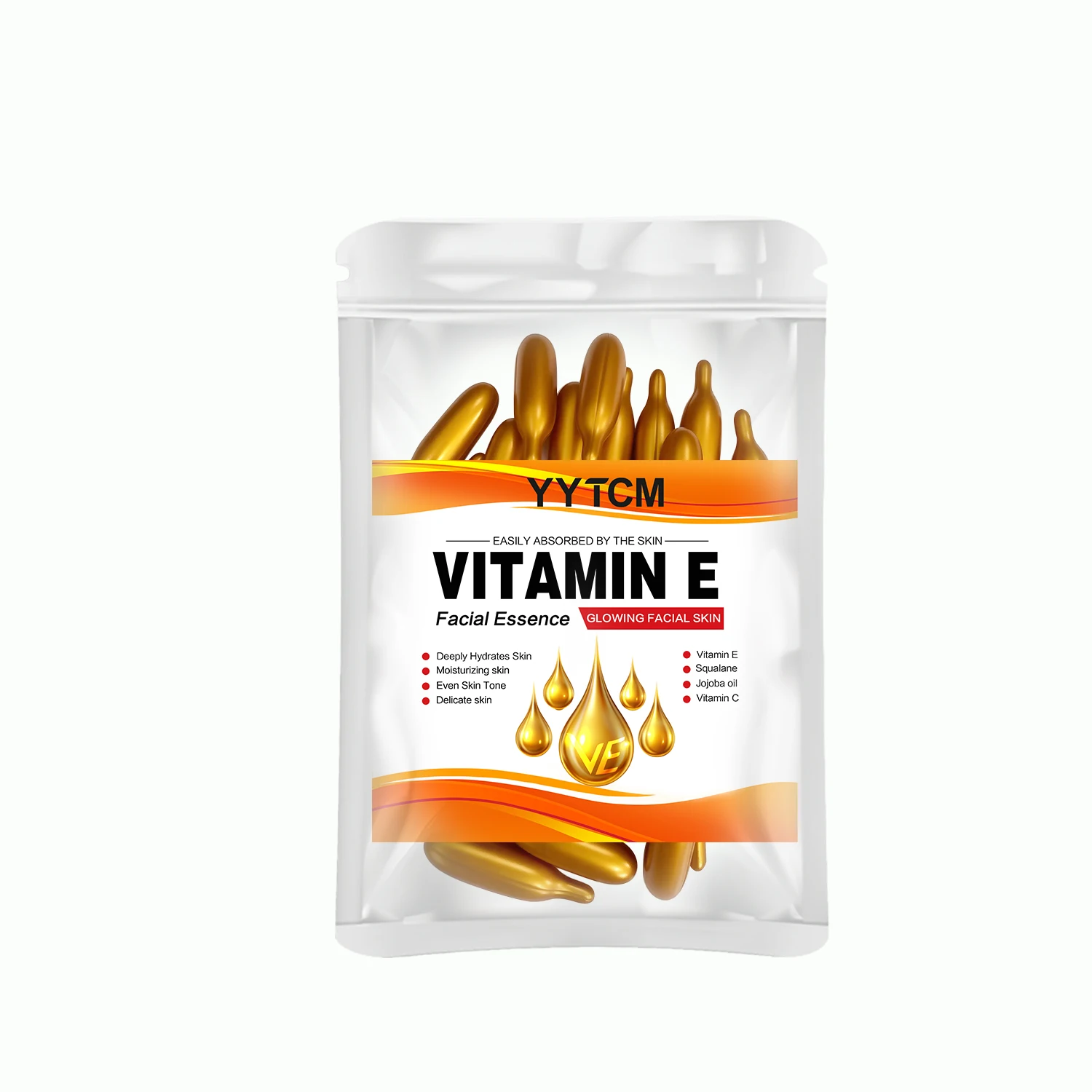 Essenza in capsula idratante profonda alla vitamina E, idrata e levigare la pelle, contiene squalo vegetale, vitamina C, essenza per la pelle idratante e schiarente profonda (0,4 gX 30 capsule)/Bag-1