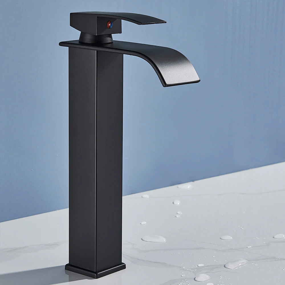 Basin Faucet Rozin Basin Faucet Deck Mounted Single Lever Bathroom Crane Waterfall Brass Bathroom Tap Hot Cold Water Mixer Taps
