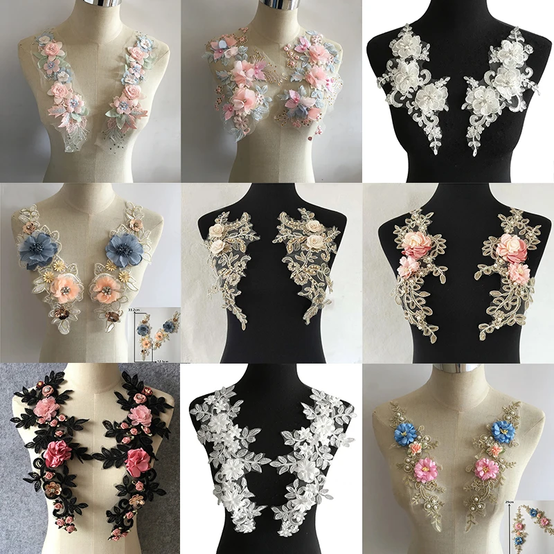 

Colorful Embroidered Collar for Womens 3D Flower Lace Polyester Dress DIY Shirt Detachable Patches Collars Craft Application
