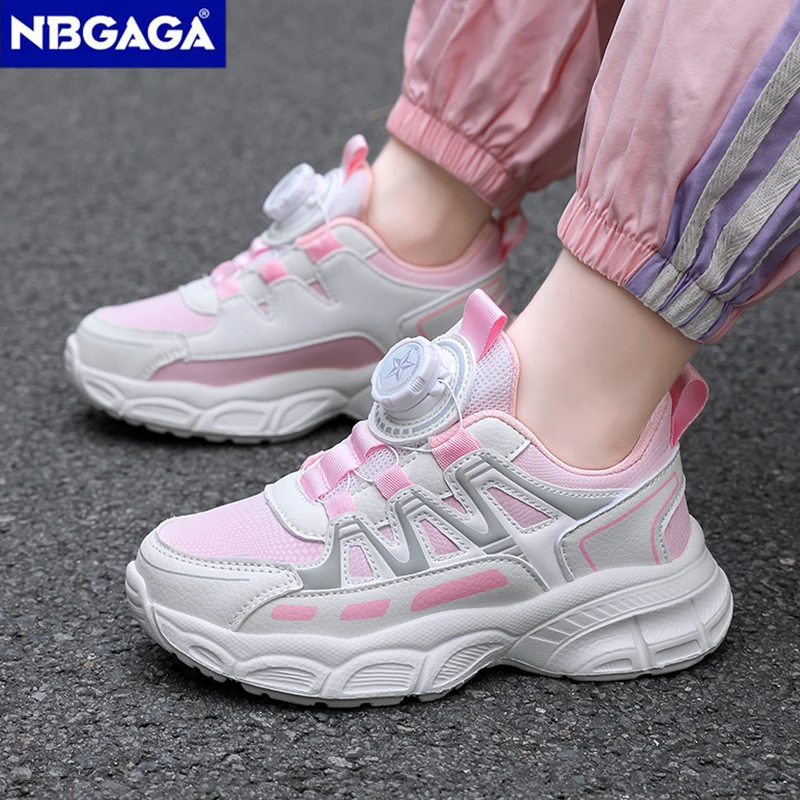 Girls Sports Shoes Lightweight Leather Kids Sneakers Casual Pink Fashion Children Anti-slip Walking Running Shoes - 5