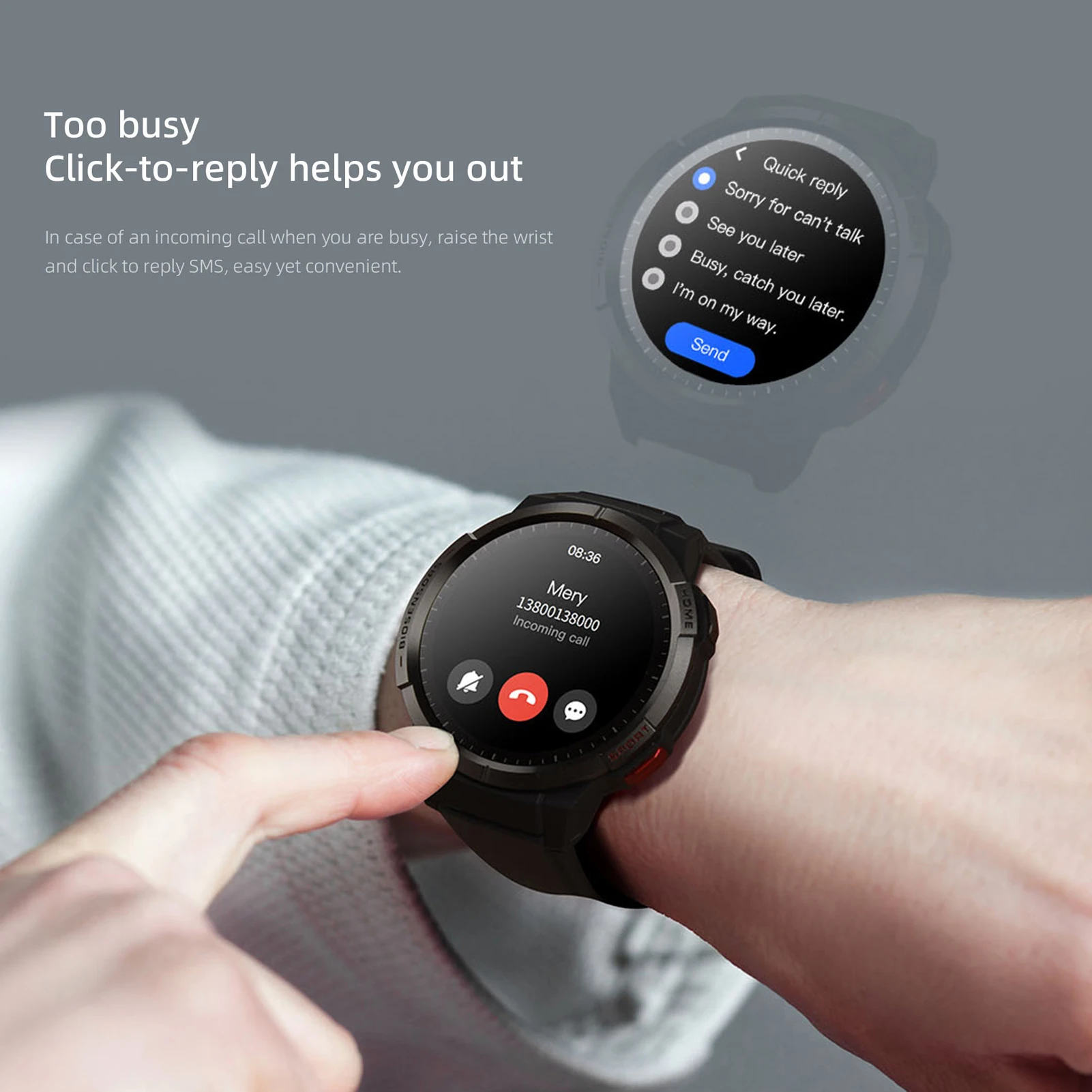 Mibro Watch GS ����Ʈ��ġ, GPS 1.43 ��ġ AMOLED ��ũ��, ���� �ɹڼ� SpO2 �����, 5AMT ��� �������� ����Ʈ ��ġ