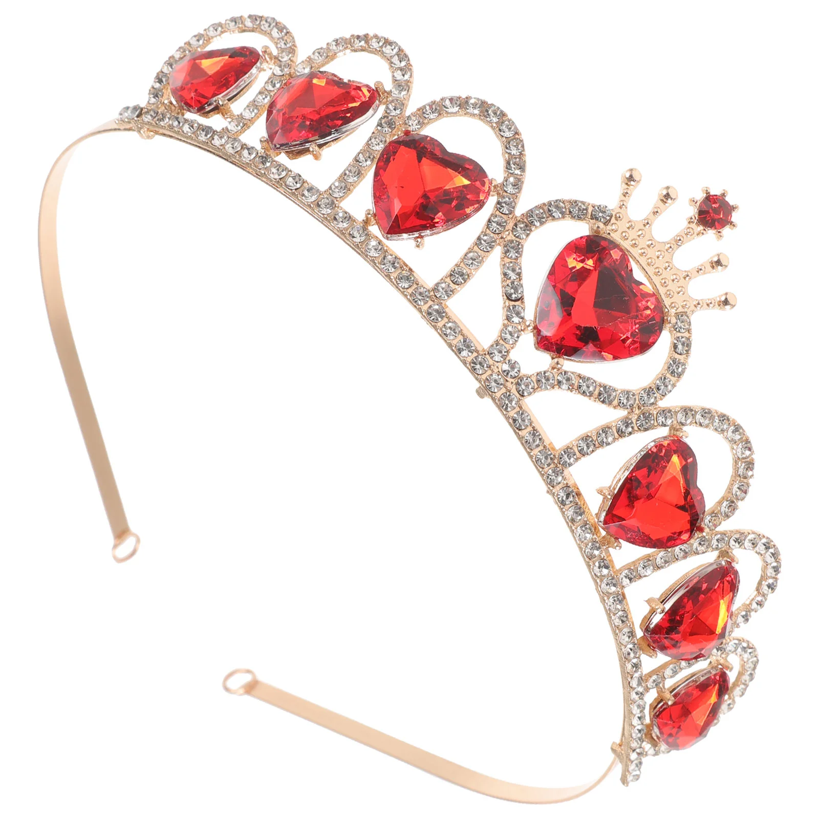 Love Crown Headband Bridal Headdress Heart Shape Crystal Wedding Red Hair Accessories Acrylic 6