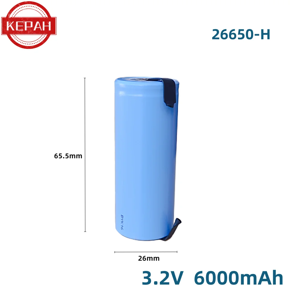 26650 Batteria Agli Ioni Di Litio 6000Mah, Alimentatore 3.2V Di Grande Capacità A Testa Piatta, Adatto Per Batterie Originali Per Torcia Esterna