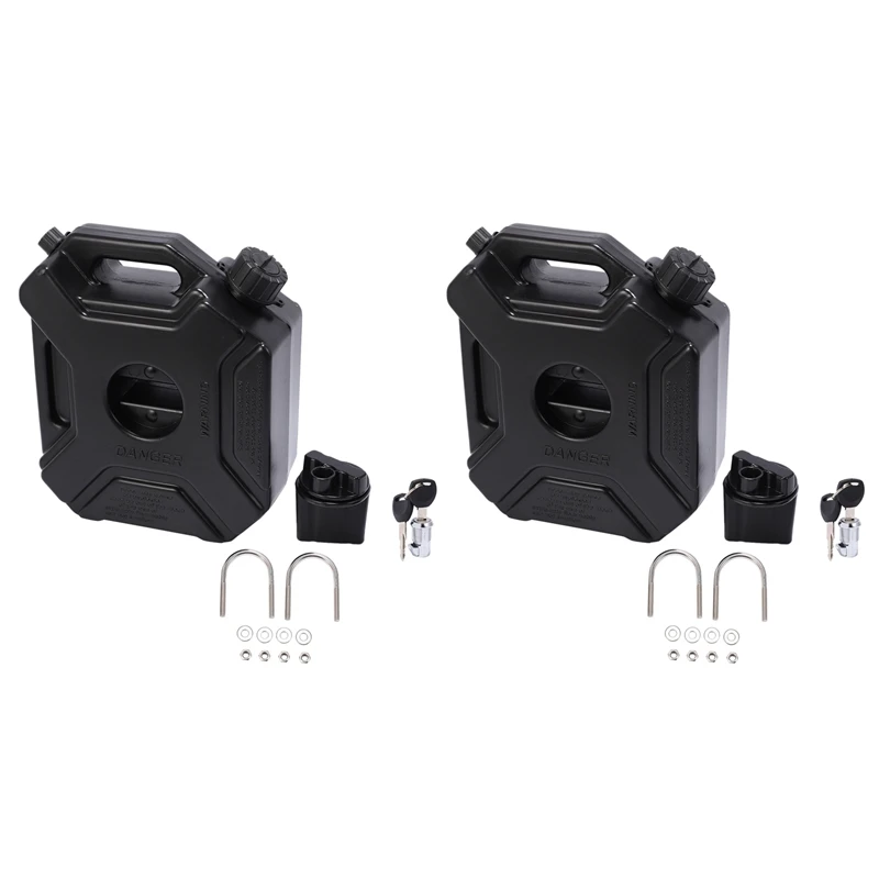 

2X 5L Liters Black Fuel Tank Can Car Motorcycle Spare Petrol Oil Tank Backup Jerrycan Fuel-Jugs Canister With Lock&Key