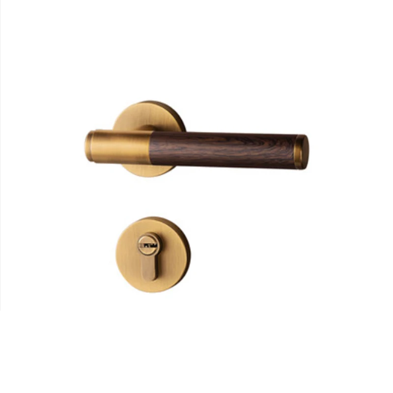 

Door handle magnetic silent split room door lock indoor bedroom household brass door lock wood grain