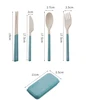 Wheat Straw Cutlery Students Spoons Forks Chopsticks with Box Tableware Travel Portable Travel Detachable Kitchen Accessories 6