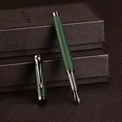 Elegant Black Forest Titanium Fine Nib Fountain Pen with Tree Texture for Smooth Writing (Green)