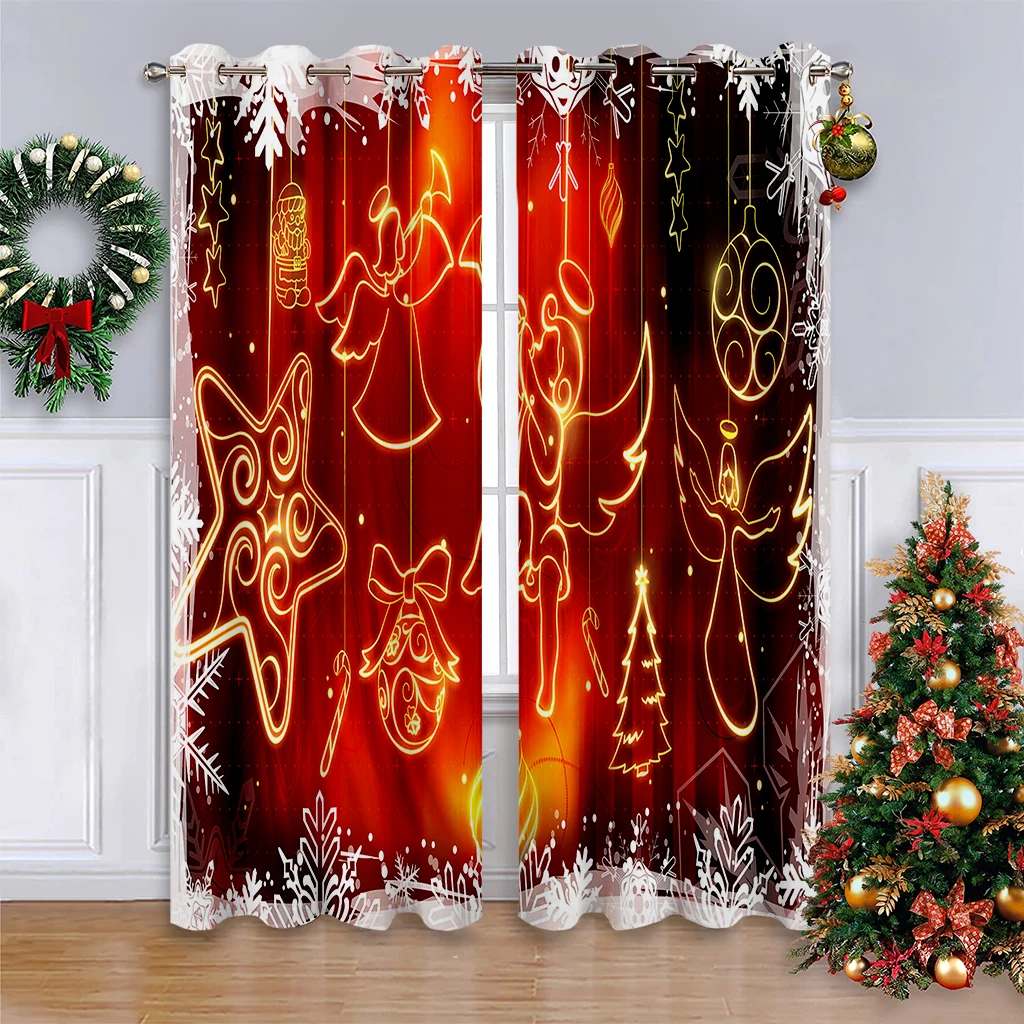 2024 Christmas Window Curtains Decor For Home Bedroom Kitchen Living Room Christmas Ornament Xmas Gifts Navidad Natal New Year 5