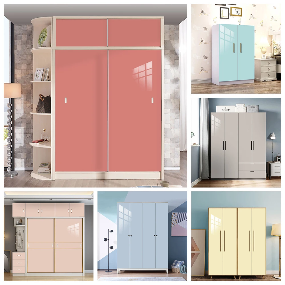 Solid Colour Stickers for Cabinets Closets Kitchens and Bathrooms Oil Resistant Peel and Stick Waterproof Surface GlossWallpaper