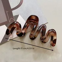 Pince à cheveux ondulée pour femmes, marron ambre brillant, 11cm/4,33 pouces, grande pince à cheveux en plastique légère, accessoires pour cheveux élégants et minimalistes 2