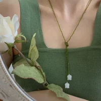 Perles de cristal d'olive blanc muguet, colliers enveloppés Double couche pour femmes, divers méthodes de port, pendentif П®д Garona ». 3