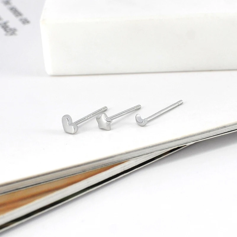925 Sterling Silver Needle Fashion Star moon Small Piercing