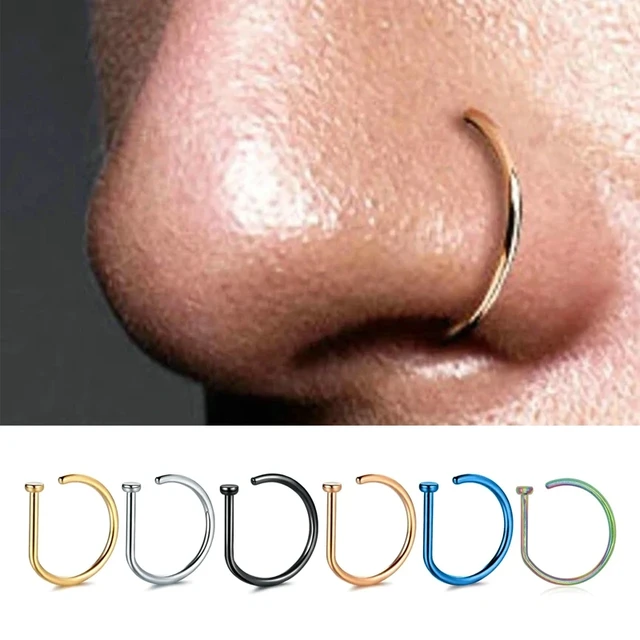 Amazon.com: 925 Sterling Silver Small Thin 20G Nose Ring Hoop for Women Men,  USA Handmade Nose Piercing Jewelry, Adjustable 6mm - 7mm : Handmade Products