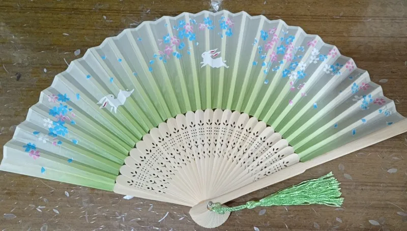 Portable Folding Silk Bamboo Fan Cherry blossom Decorative Ladies Chinese Hand Fans Wedding Favors