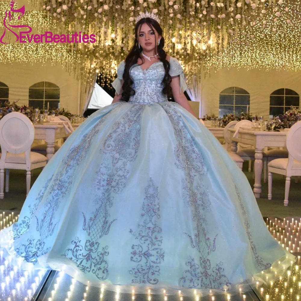 

vestidos de 15 quinceañera Quinceanera Dresses Sweet 16 Gowns Tulle Sequins Ball Gown Prom Gown Off Shoulder Платья на выпускн