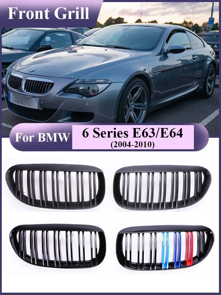 Решетки для BMW 6 серии M6 E63 E64 630i 650i 645ci 2004-2010, Передний Воздушный бампер, гоночный гриль, матовый, M дизайн, глянцевый черный Решетки для BMW 6 серии M6 E63 E64 630i 650i 645ci 2004-2010, Передний Воздушный бампер, гоночный гриль, матовый, M дизайн, глянцевый черный