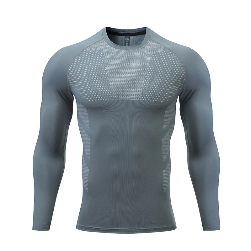 1 Piece Men's Athletic Compression Shirt Spring/Autumn Base Layer Slim Fit Printed Solid Color Round Neck Casual Sports Tig compression t shirt compression shirt